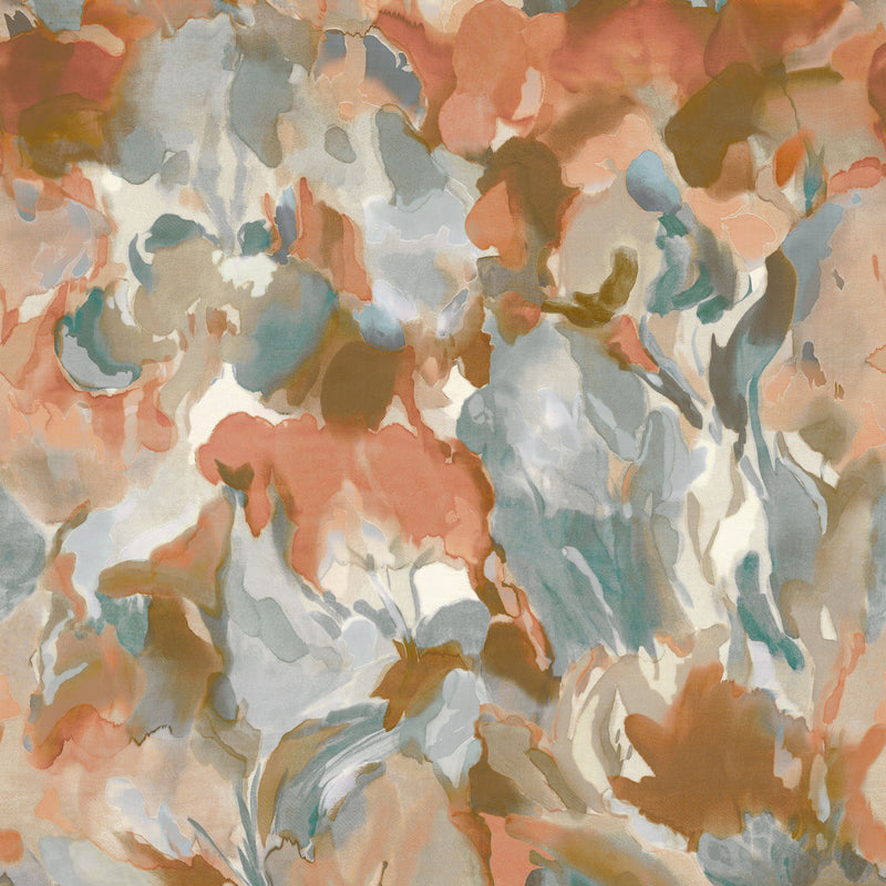 113001 Foresta Colour 4 Baked Terracotta/Cerulean Wallpaper by Harlequin