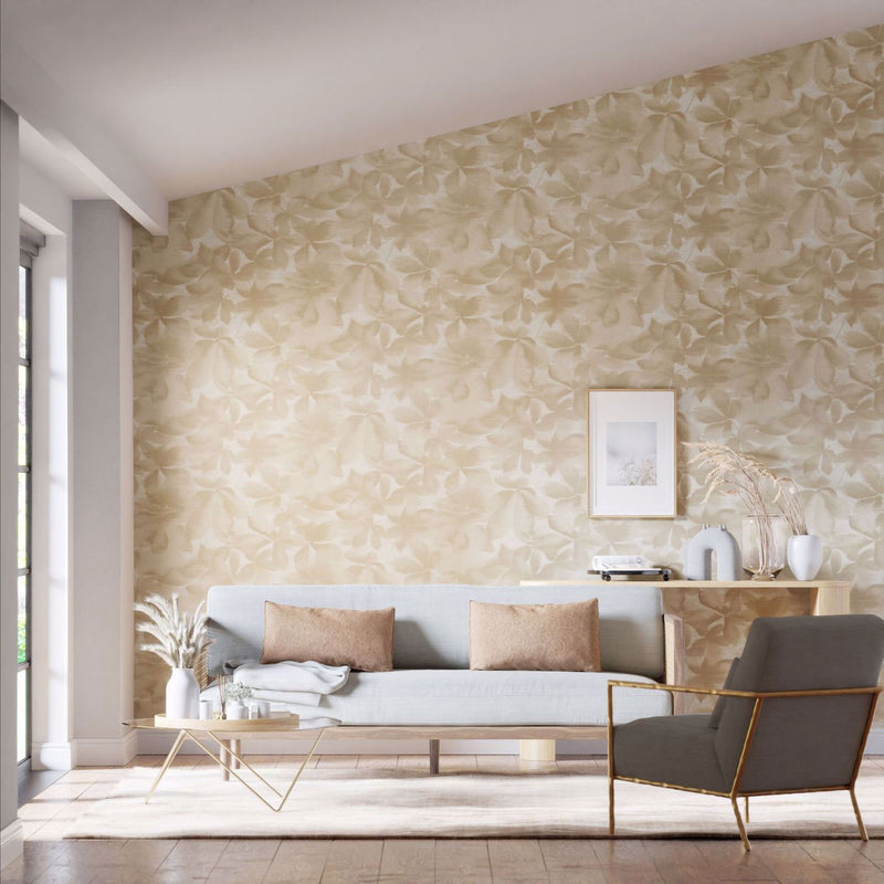 113004 Grounded Colour 4 Golden Light and Parchment Wallpaper by Harlequin