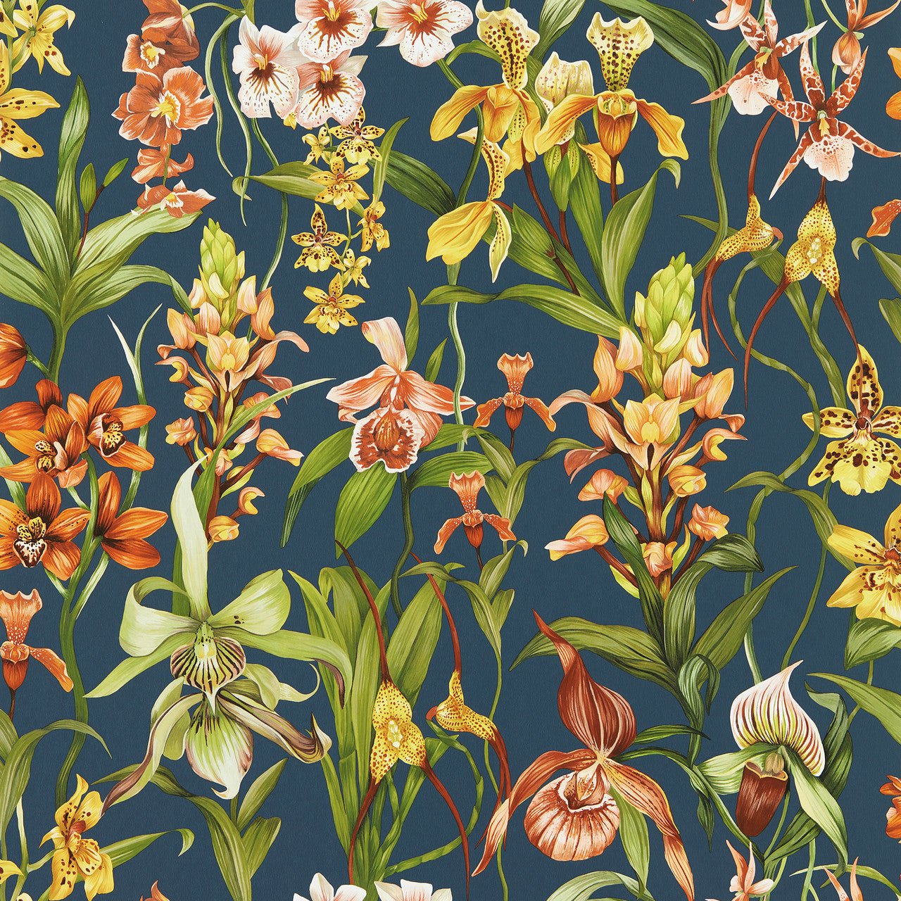 113010 Kalina Colour 4 Midnight, Baked Terracotta and Nectar Wallpaper by Harlequin