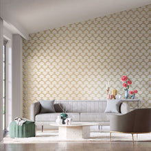 113013 Wood Frog Colour 4 Gold and Parchment Wallpaper by Harlequin