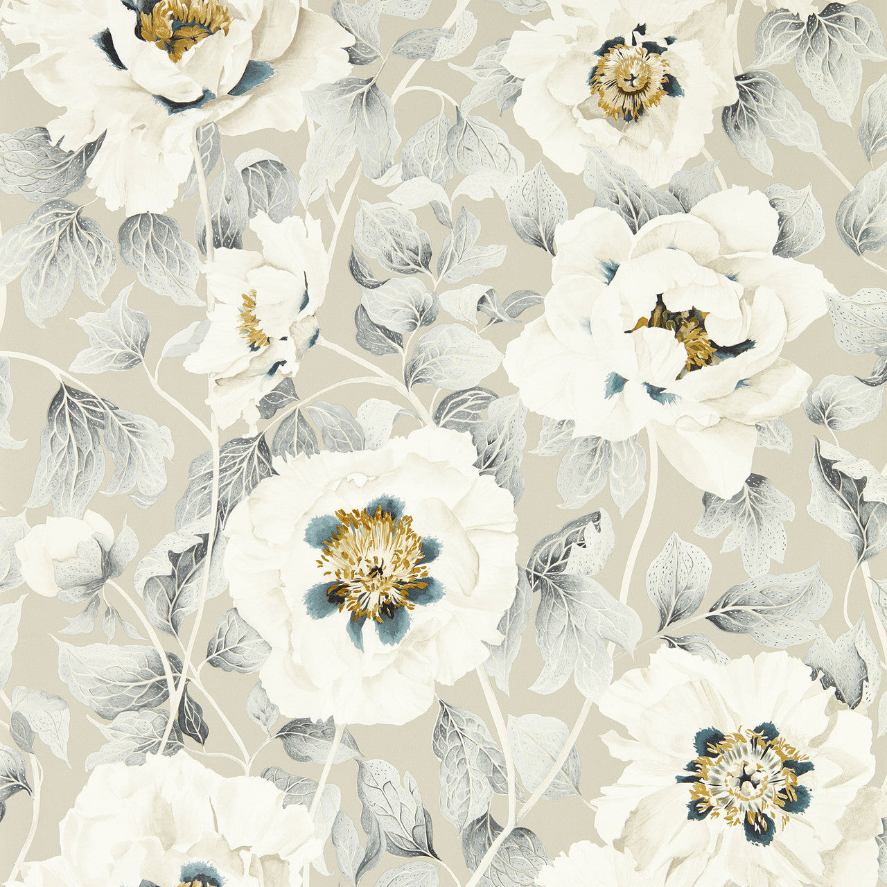 113017 Florent Colour 4 Stone, Tranquillity and Slate Wallpaper by Harlequin