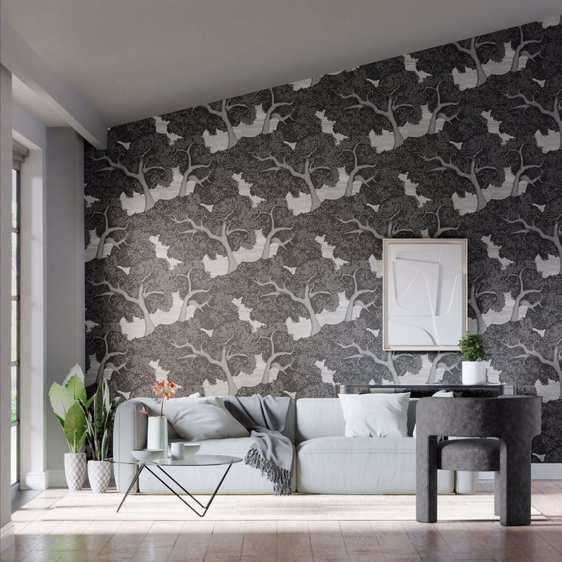 113040 Eternal Oak Colour 4 Ebony and First Light Wallpaper by Harlequin