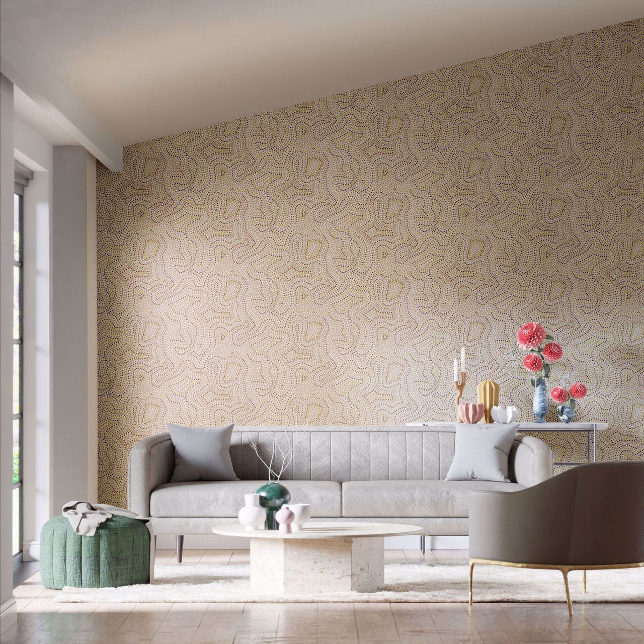 113041 Sunstone Colour 4 Positano, Chocolate and Pistachio Wallpaper by Harlequin