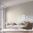 113042 Sunstone Colour 4 Celestial, Fig Leaf and Nectar Wallpaper by Harlequin