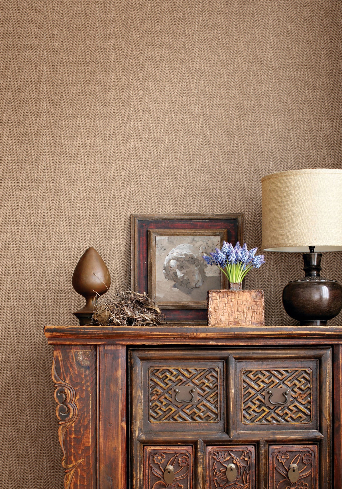 Herringbone Weave Cream Natural Resource 2 Wallpaper by Thibaut