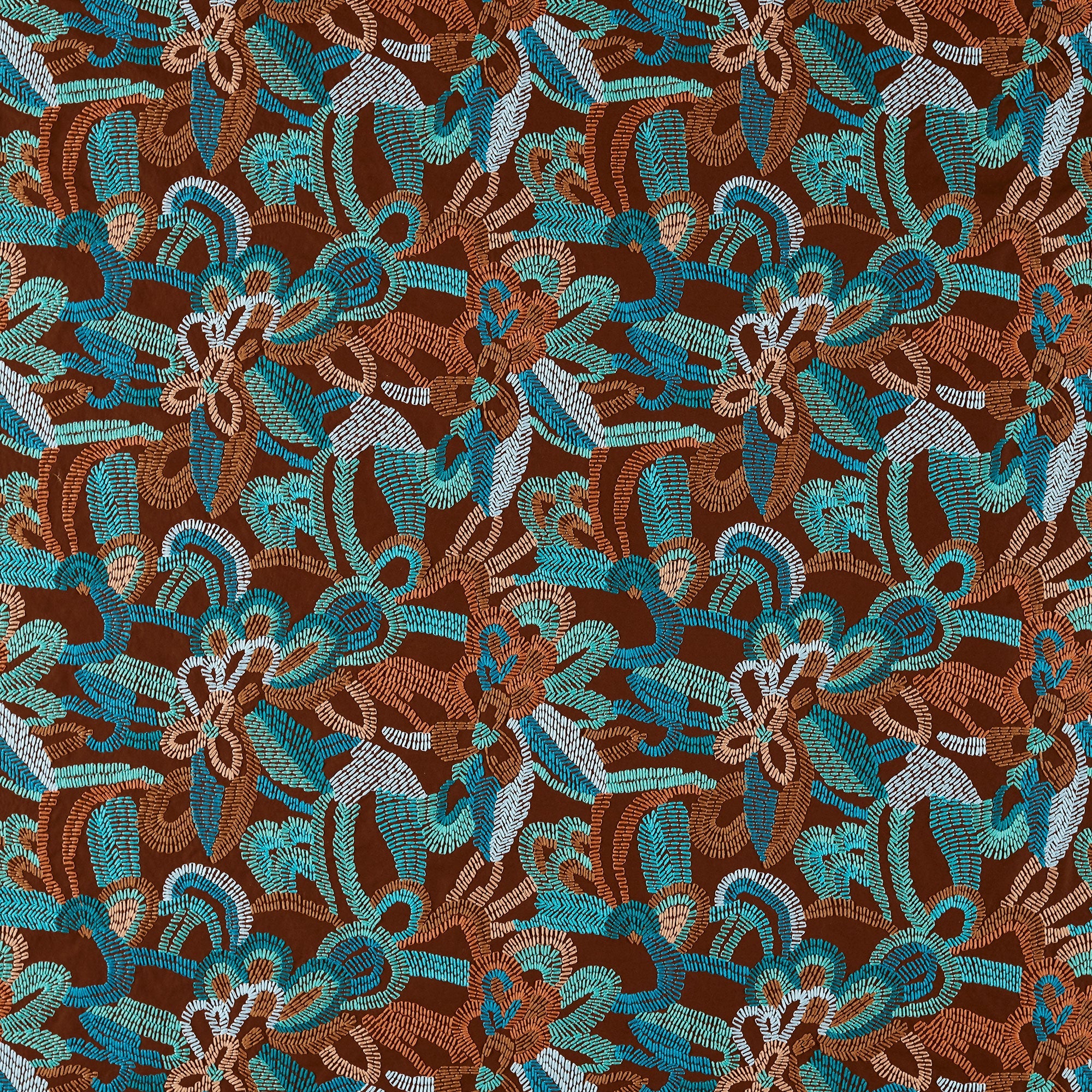 134782 Ania Burgandy/Spice/Turquoise Zamora Fabric by Harlequin