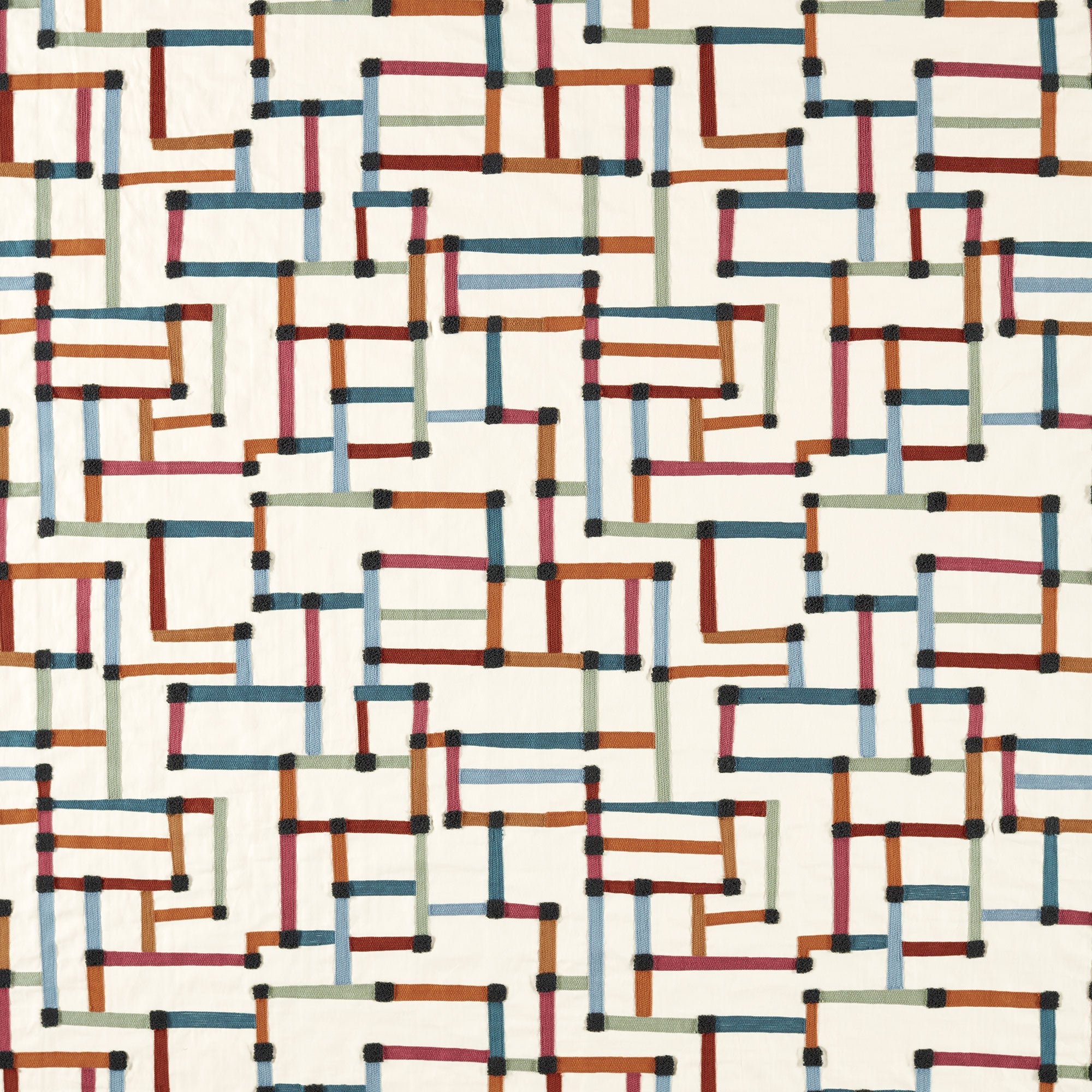 134786 Lineas Spice/Terracotta/Midnight Zamora Fabric by Harlequin