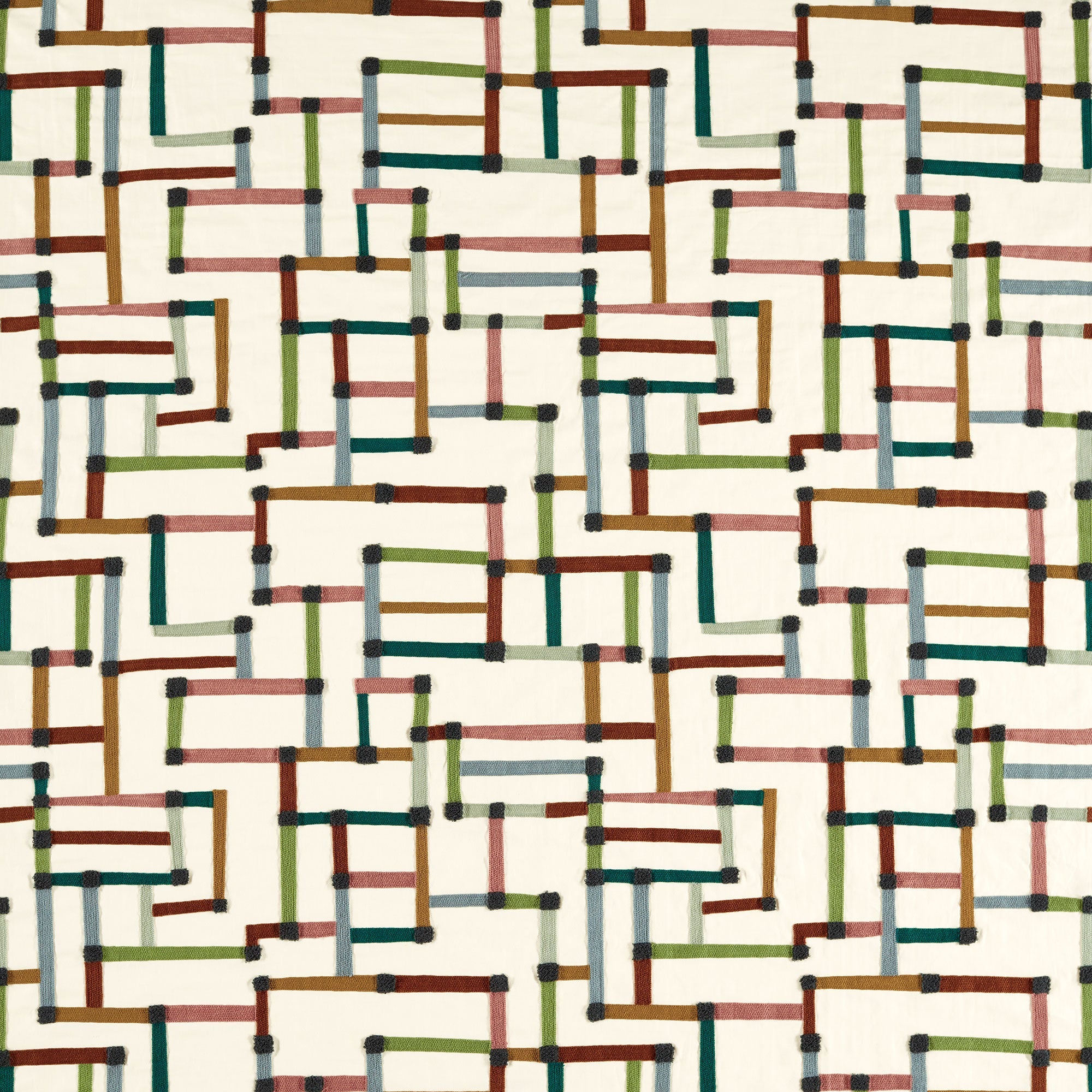 134787 Lineas Forest/Azul/Blush Zamora Fabric by Harlequin