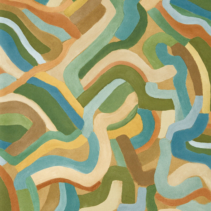 HFUP113364 Spiralis Ochre/Turquoise/Forest Wallpaper by Harlequin