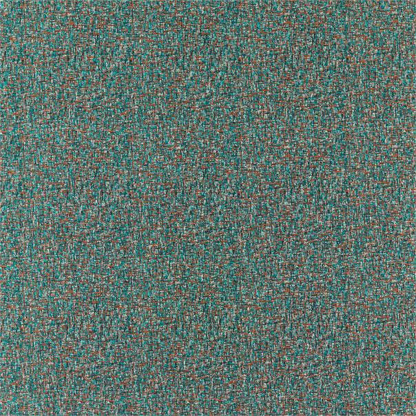 132892 Nickel Hamada Weaves Teal Rust Fabric by Harlequin