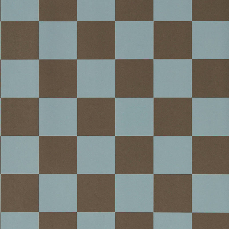 113168 Blenets Check Henry Holland Atlantic/Chocolate Wallpaper by Harlequin