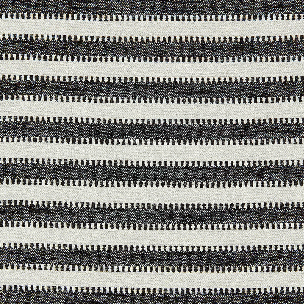 134527 Ocala Stripe Indoor Outdoor Weaves II Black Earth and Chalk Fabric by Harlequin