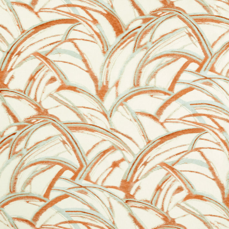 121271 Kimono Kasuri Paprika and Seaglass Fabric by Harlequin