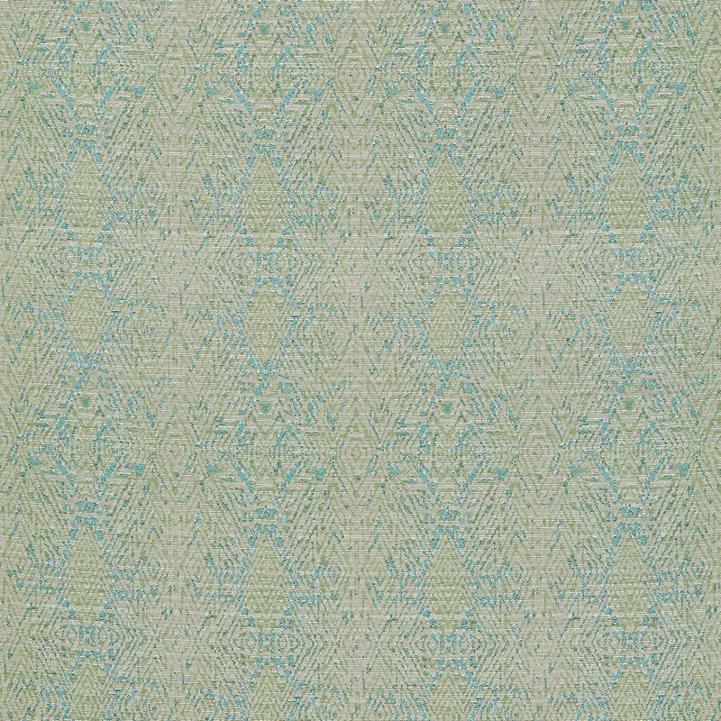 134572 Hansha Kasuri Kelly and Lagoon Fabric by Harlequin