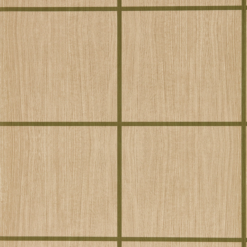113201 Wood Blocks Kasuri Pine and Forest Gloss Wallpaper by Harlequin