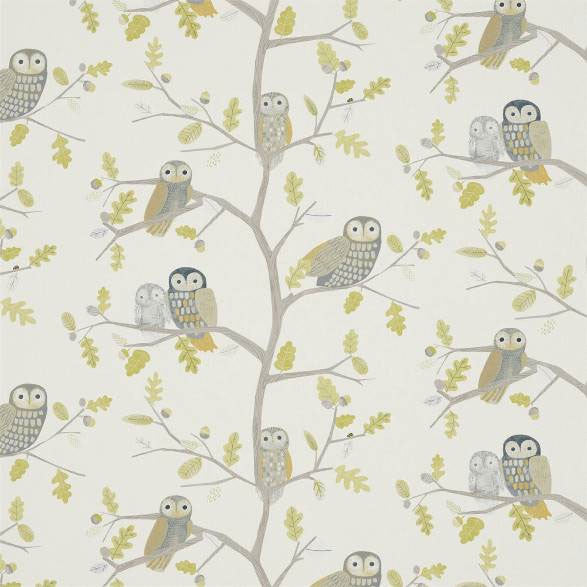 120935 Little Owls Book of Little Treasures Kiwi Fabric by Harlequin