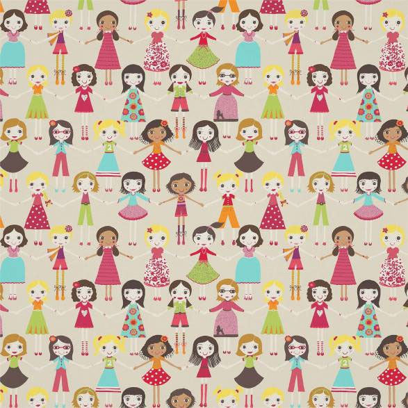 120961 Best of Friends Book of Little Treasures Neutral Multi Harlequin Fabric