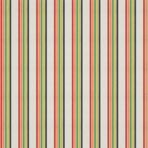 133543 Helter Skelter Stripe Book of Little Treasures Navy Poppy Apricot Gecko Harlequin Fabric