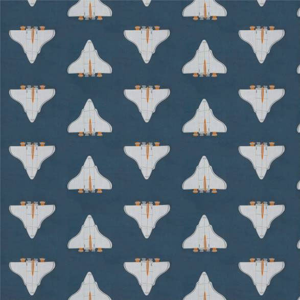 133547 Space Shuttle Book of Little Treasures Apricot Navy Harlequin Fabric