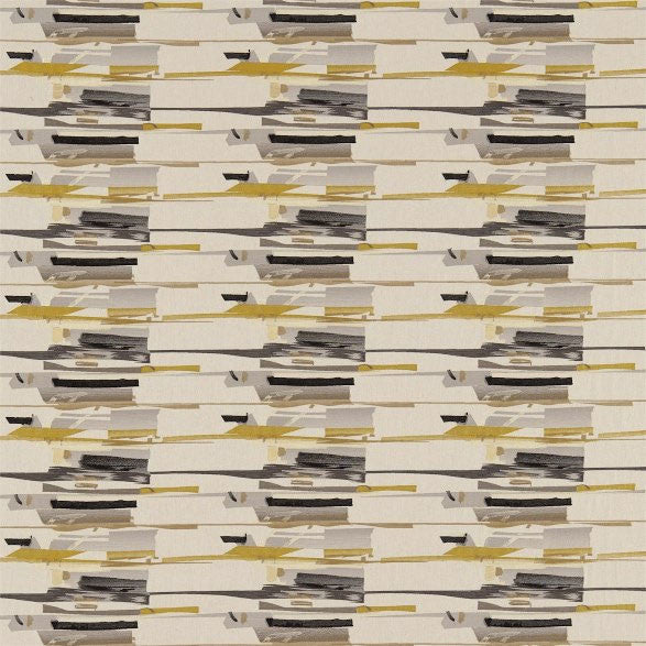 130698 Zeal Charcoal Neutral Mustard Onyx Harlequin Fabric