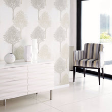 110096 Entice Purity Silver Sparkle Putty And White Wallpaper by Harlequin