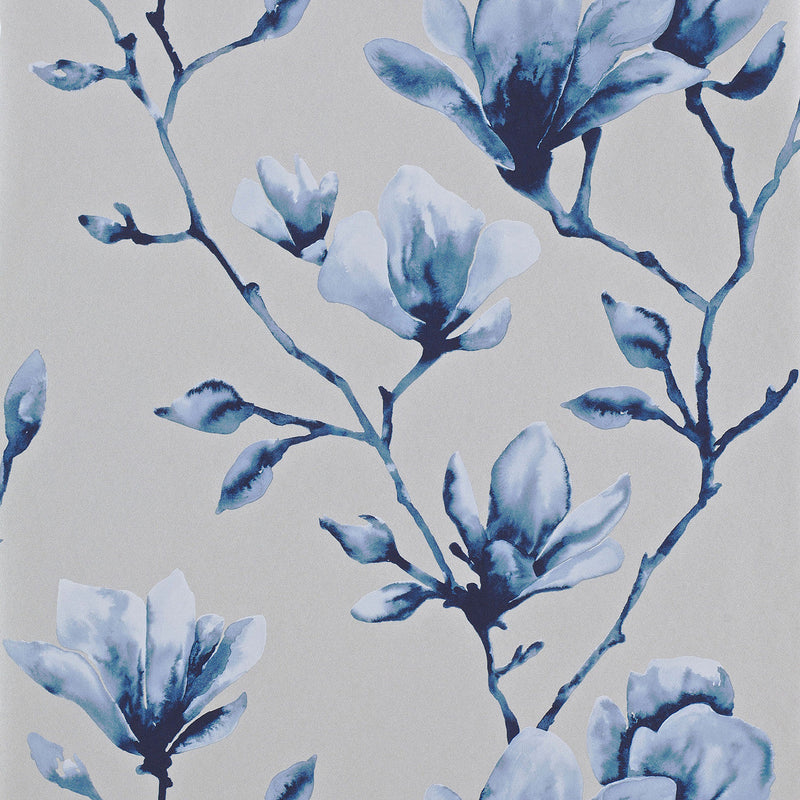 Lotus Purity Indigo Wallpaper by Harlequin