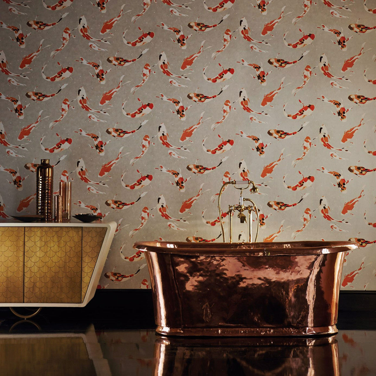 110903 Koi Colour 4 Paprika Wallpaper by Harlequin