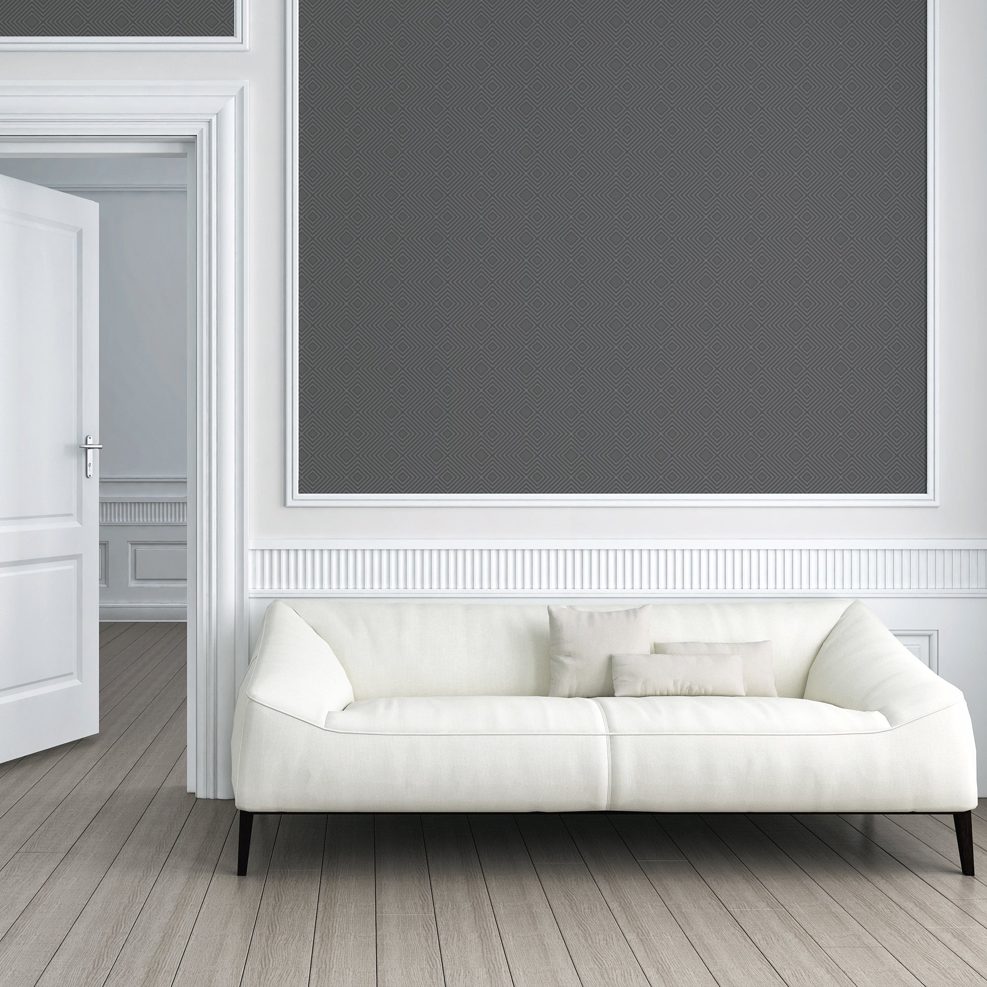 HO20002 Geo Diamond Motif Home Black Wallpaper By Galerie