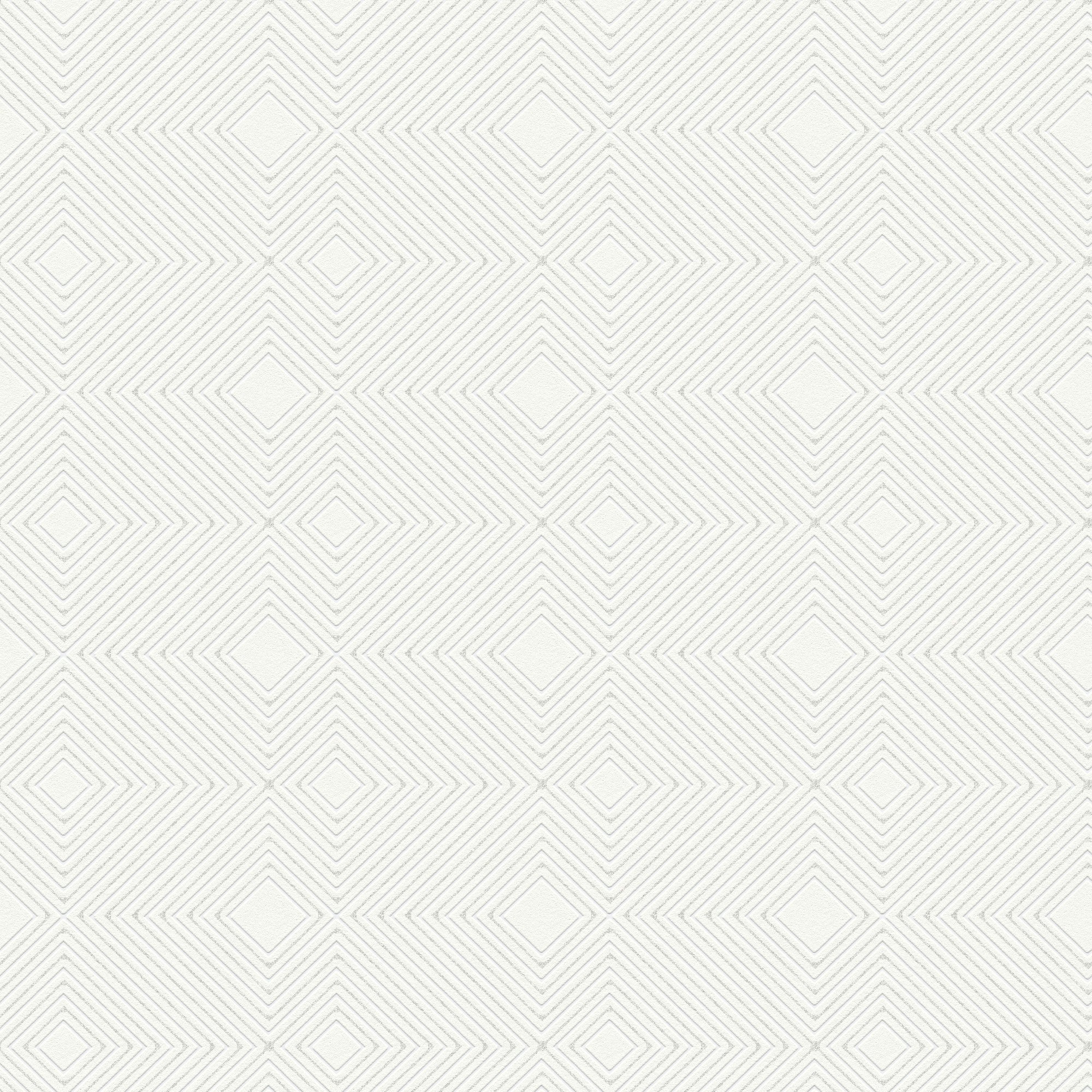 HO20014 Geo Diamond Motif Home White Wallpaper
