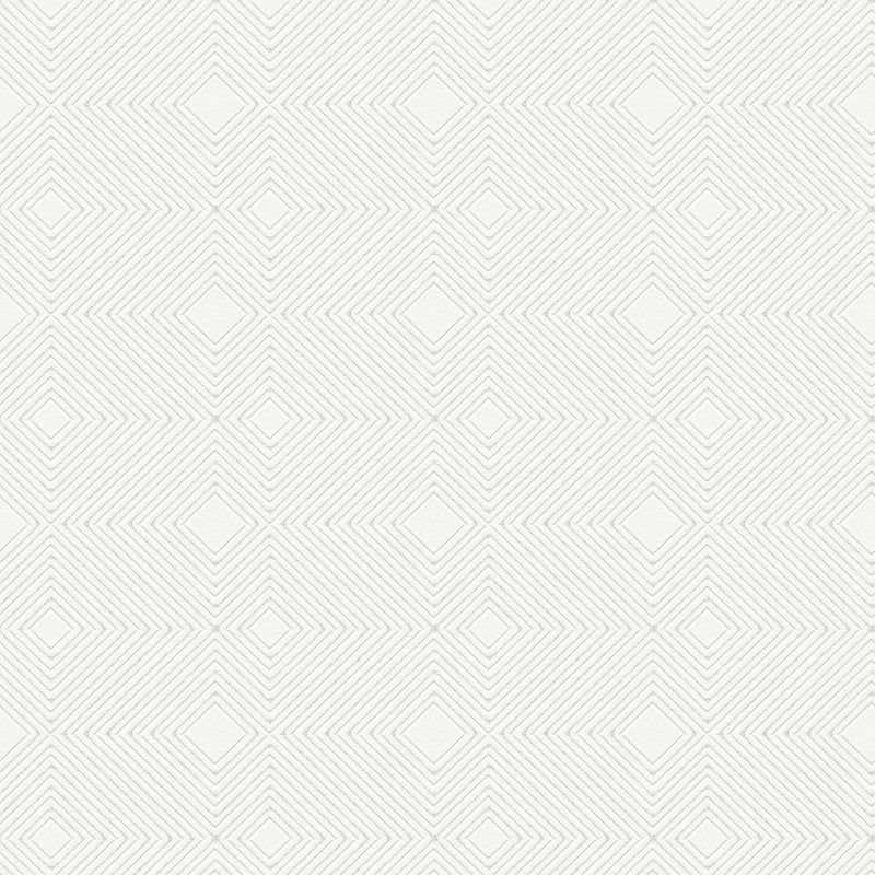 HO20014 Geo Diamond Motif Home White Wallpaper