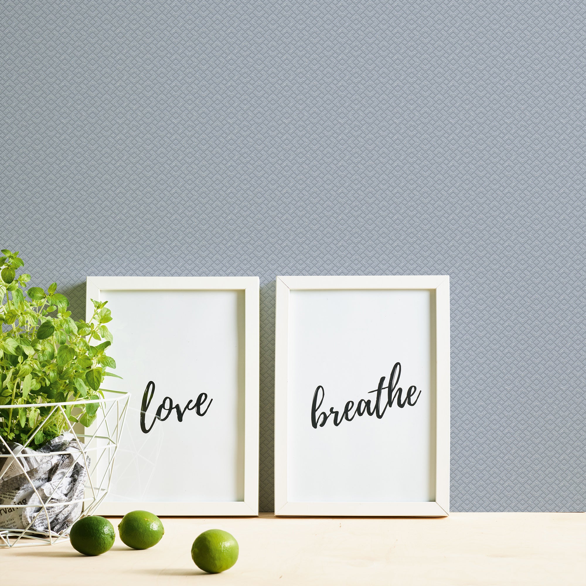 HO20018 Geo Maze Motif Home Blue and Grey Wallpaper By Galerie