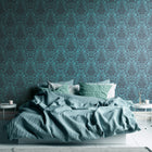HO20023 Damask Motif Home Blue and Black Wallpaper By Galerie