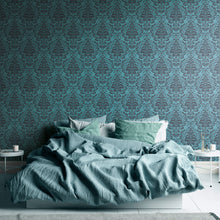 HO20023 Damask Motif Home Blue and Black Wallpaper By Galerie