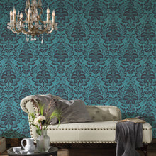 HO20023 Damask Motif Home Blue and Black Wallpaper By Galerie