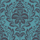 Damask Motif Home Blue and Black Wallpaper By Galerie