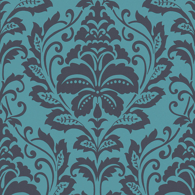 HO20023 Damask Motif Home Blue and Black Wallpaper By Galerie