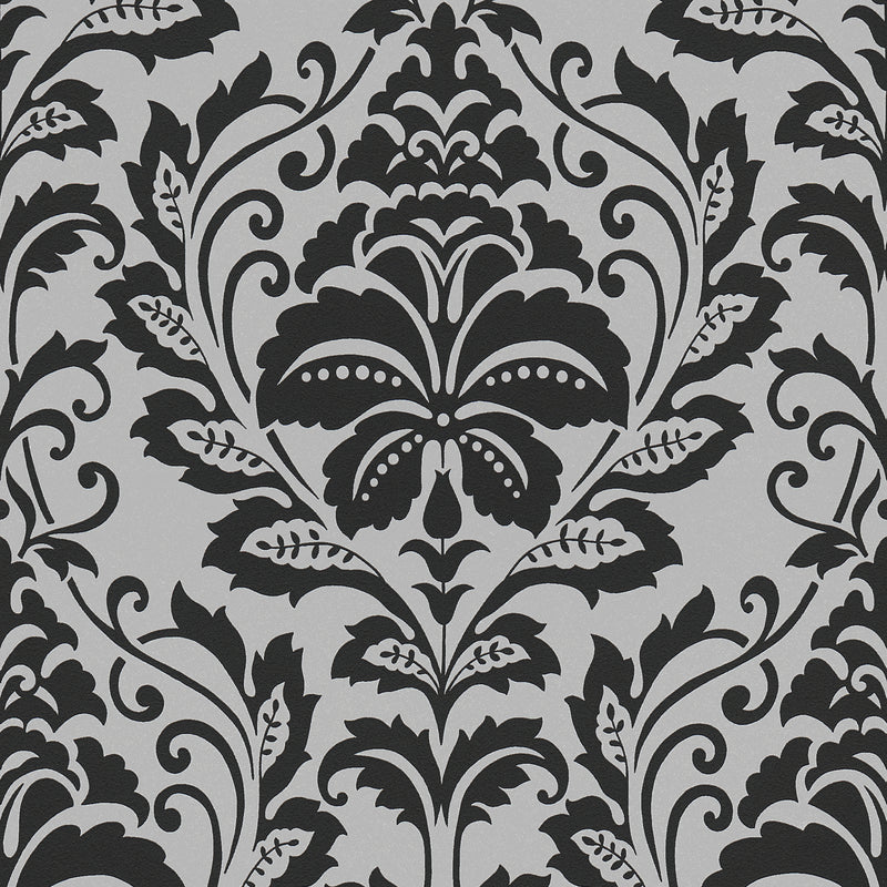 HO20024 Damask Motif Home Grey and Black Wallpaper By Galerie