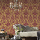 HO20027 Damask Motif Home Orange and Red Wallpaper By Galerie