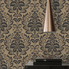 HO20028 Damask Motif Home Brown and Orange Wallpaper By Galerie