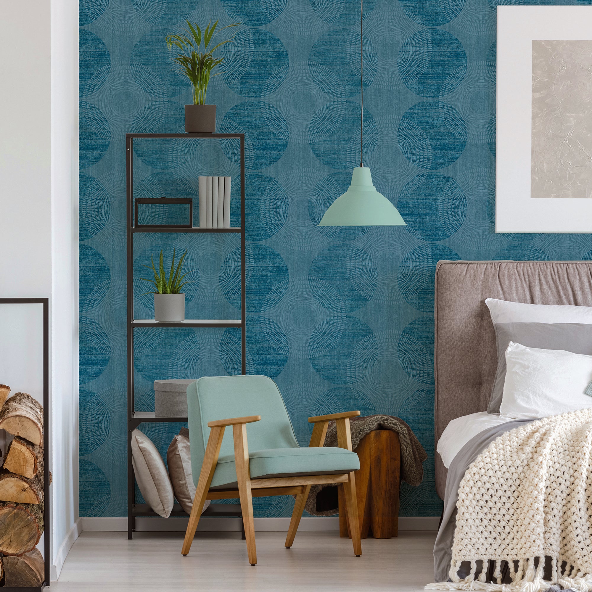 HO20032 Circles Motif Home Blue Wallpaper By Galerie
