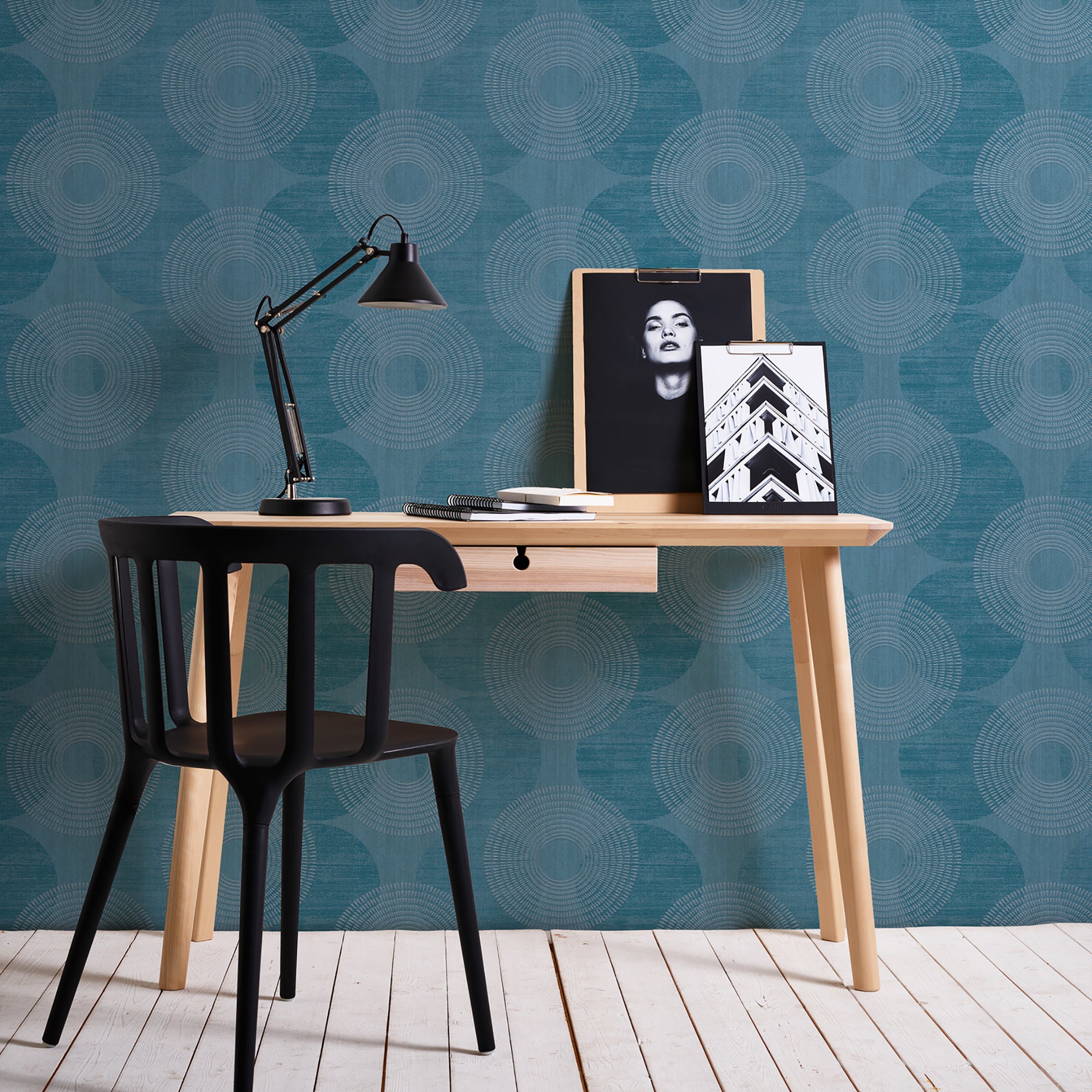 HO20032 Circles Motif Home Blue Wallpaper By Galerie