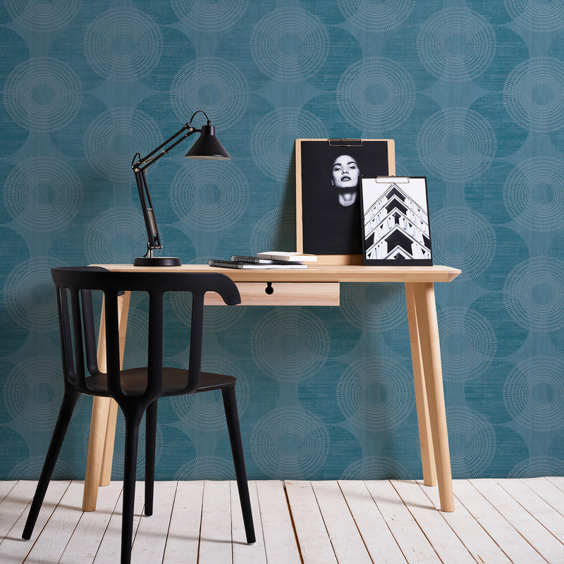 HO20032 Circles Motif Home Blue Wallpaper By Galerie