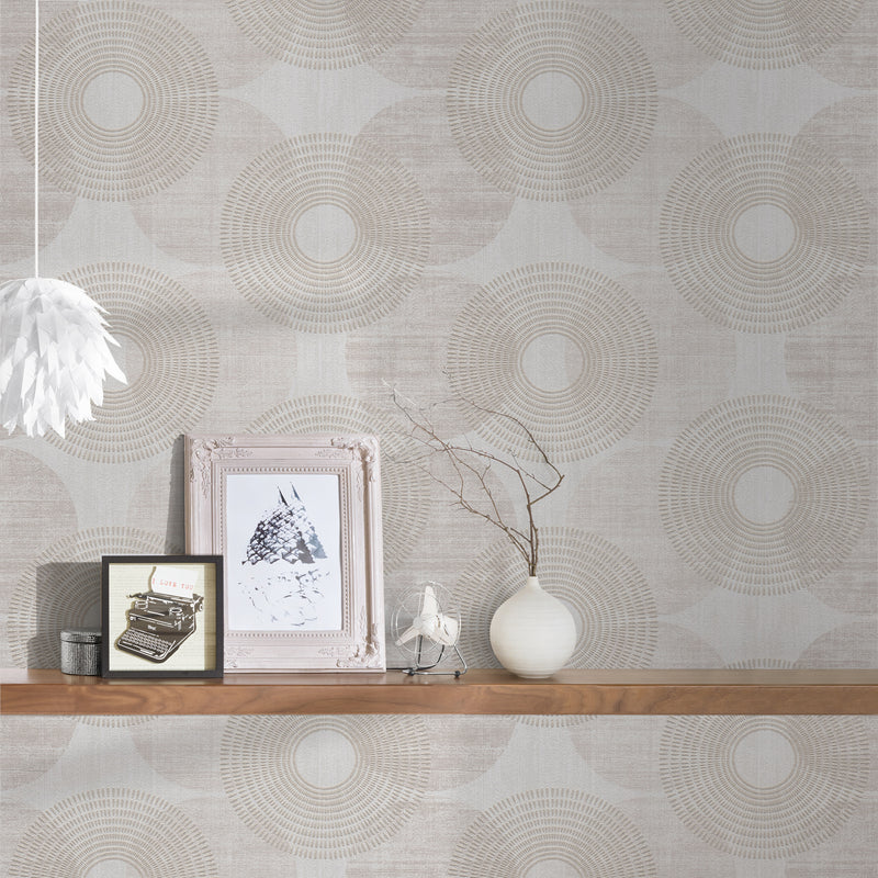 HO20040 Circles Motif Home Beige and Brown Wallpaper By Galerie