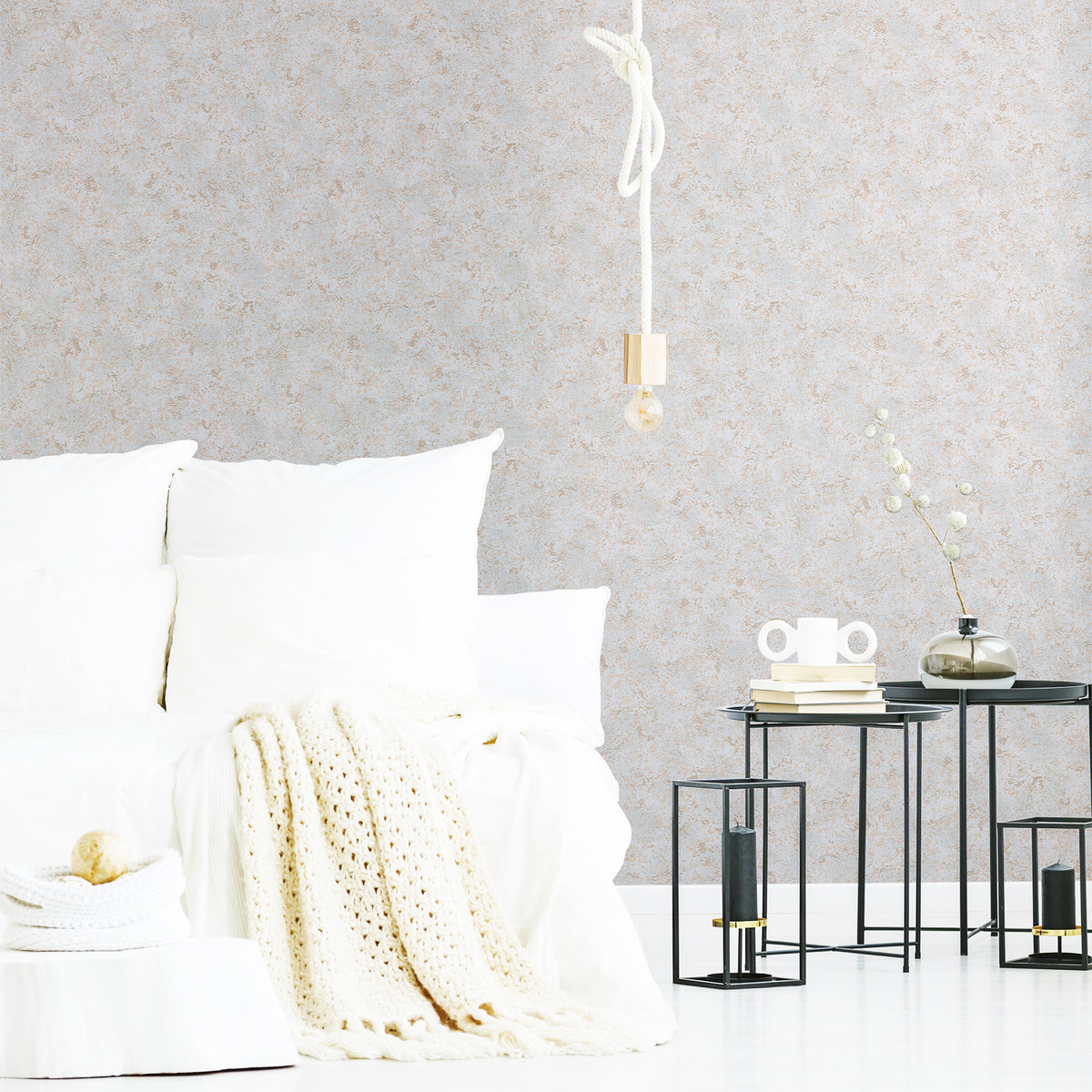 Plaster Texture Home Grey, Gold and Metallic Wallpaper By Galerie