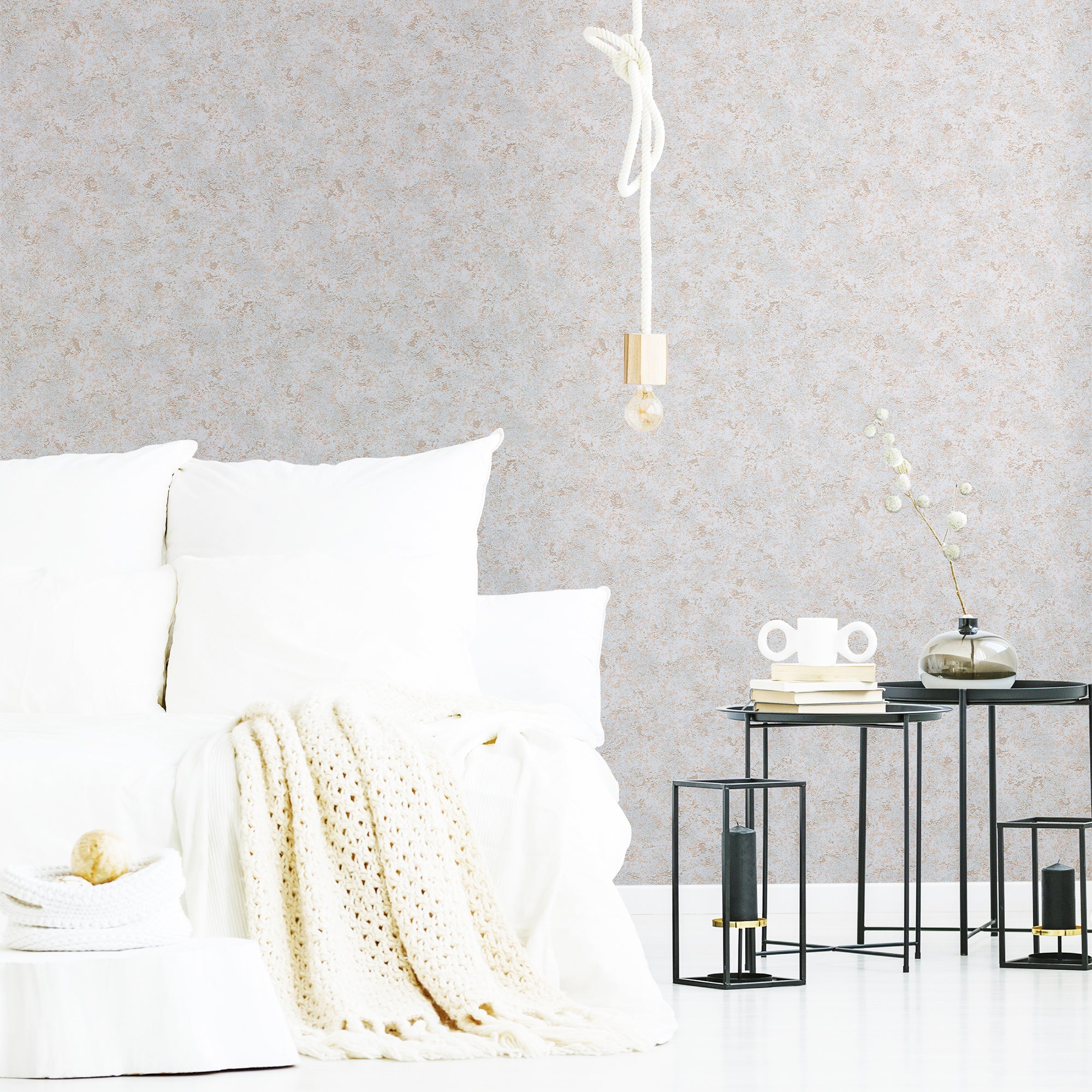 HO20051 Plaster Texture Home Grey, Gold and Metallic Wallpaper By Galerie