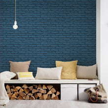 HO20061 Brick Motif Home Blue and Black Wallpaper By Galerie