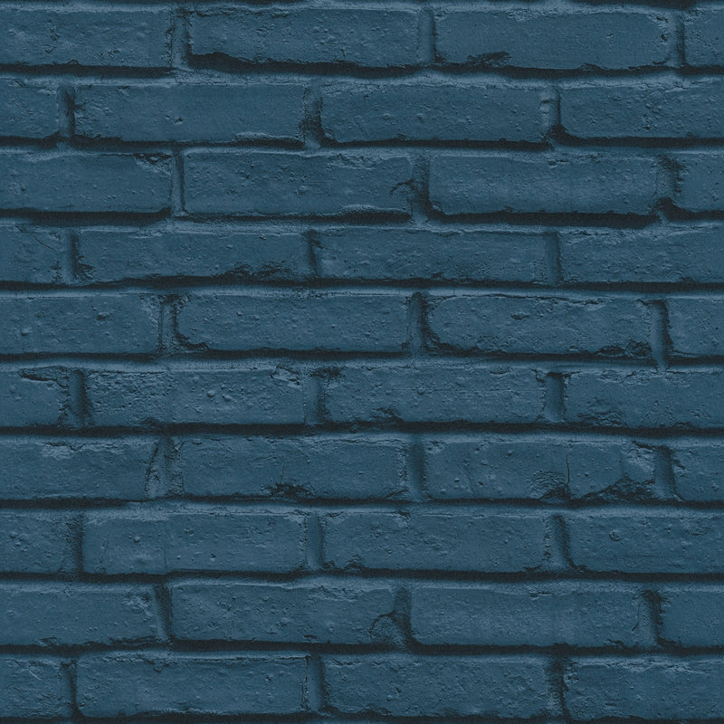 HO20061 Brick Motif Home Blue and Black Wallpaper By Galerie
