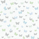 Butterfly Motif Home Blue, Green, Grey and White Wallpaper By Galerie
