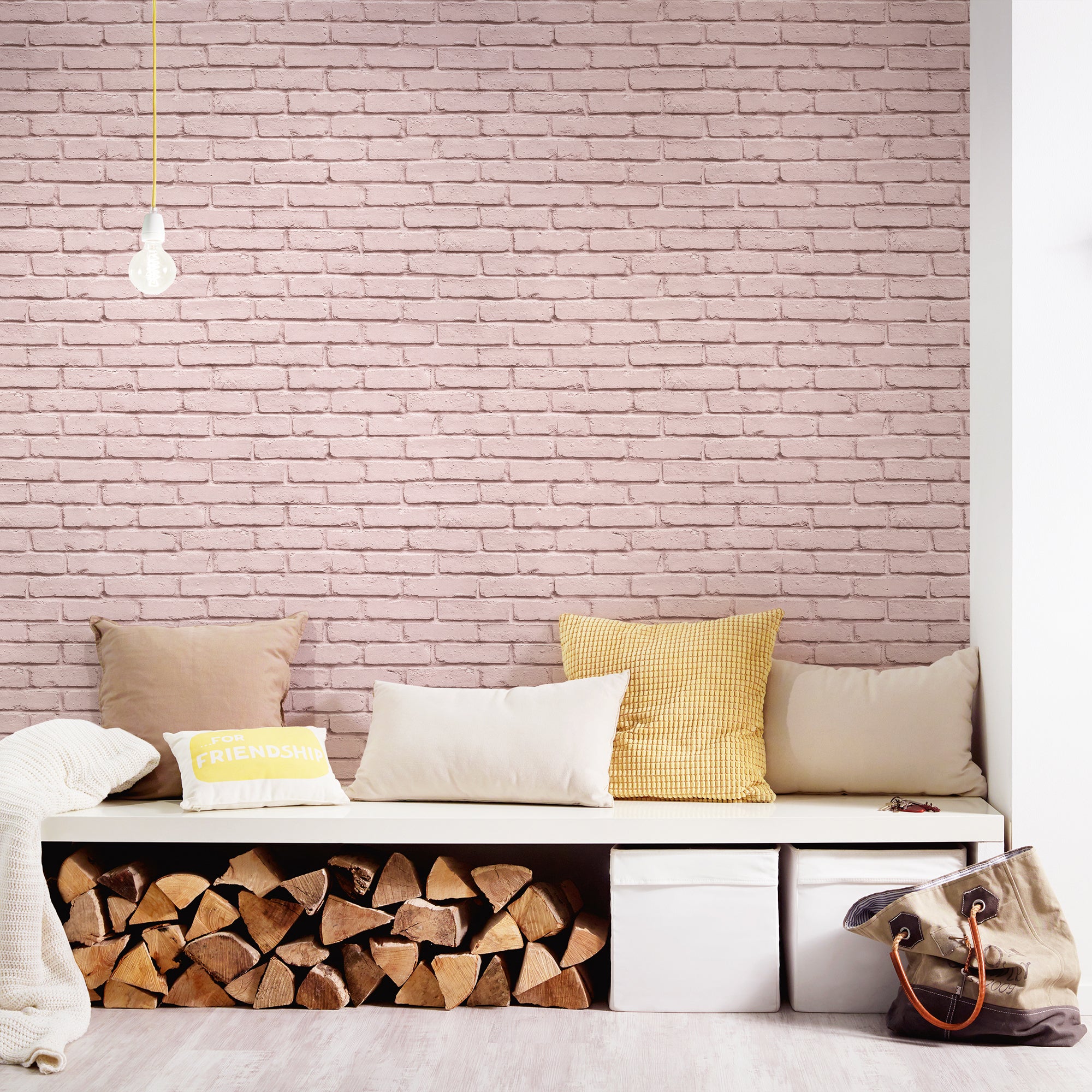 HO20066 Brick Motif Home Pink Wallpaper By Galerie