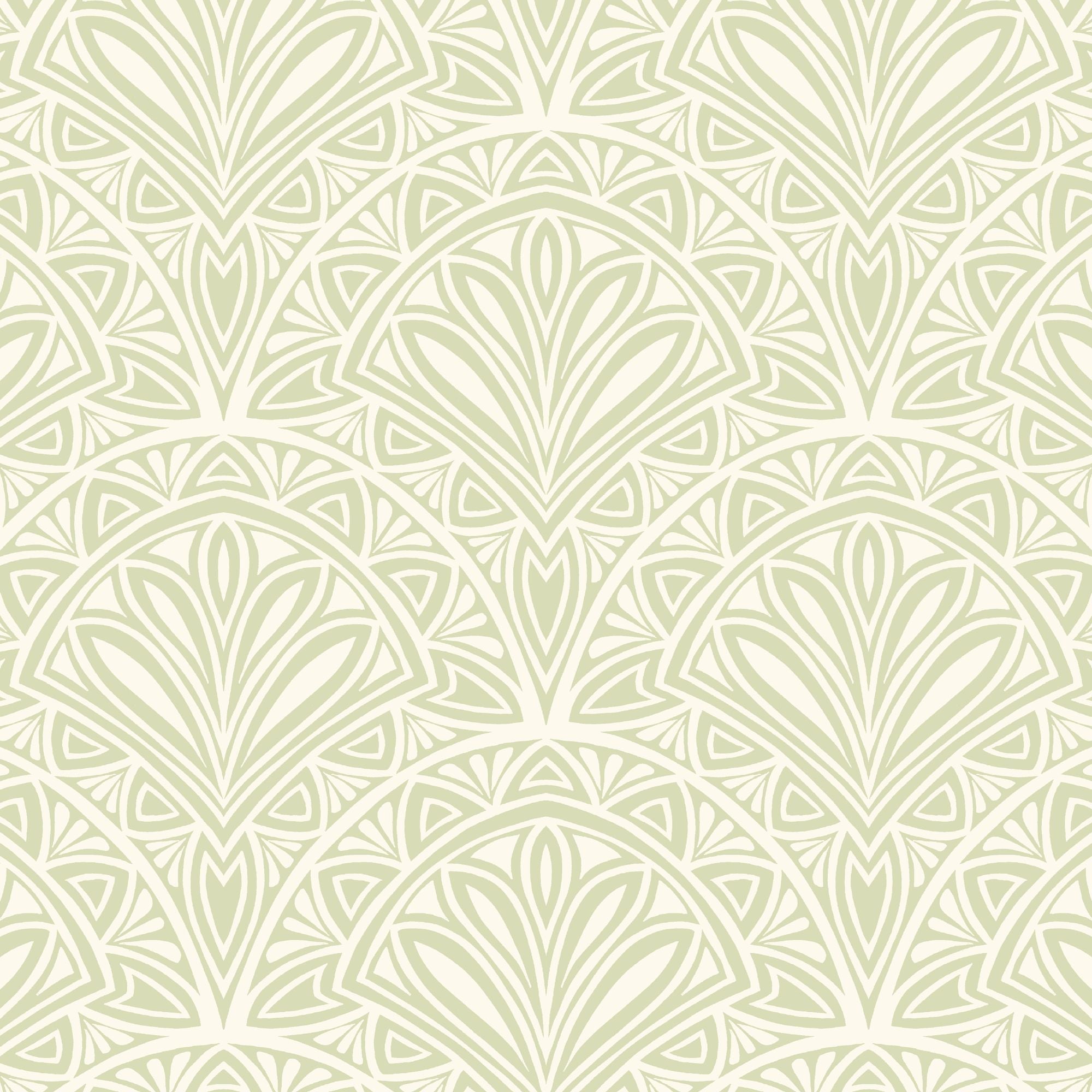 HWA1024W Deco Fan Green Wallpaper by Hoopla Walls
